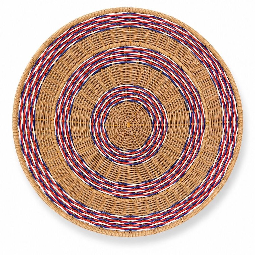 Terrain Americana Rattan Serving Basket Tray Lake House Coastal Handmade, NWT
